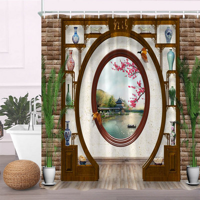 Rozā sakuras ziedi dušas aizkari japāņu ķiršu ziedi koki ziedi zemniecisks dārzs ainava auduma apdruka vannas istabas dekors