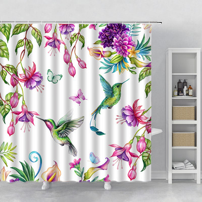 Rozā sakuras ziedi dušas aizkari japāņu ķiršu ziedi koki ziedi zemniecisks dārzs ainava auduma apdruka vannas istabas dekors