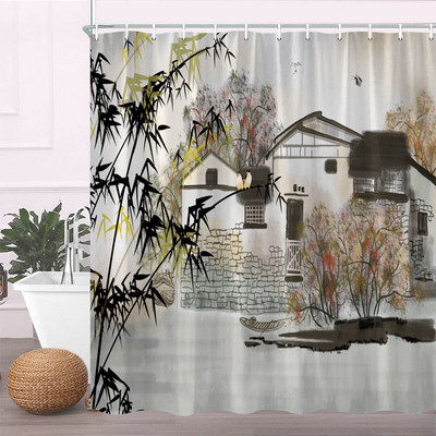 Rozā sakuras ziedi dušas aizkari japāņu ķiršu ziedi koki ziedi zemniecisks dārzs ainava auduma apdruka vannas istabas dekors