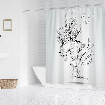 2023 Abstract Art Pattern Κουρτίνα μπάνιου Διακοσμητικό Αδιάβροχο Σετ Κουρτίνα μπάνιου με οθόνη μπανιέρας με γάντζους