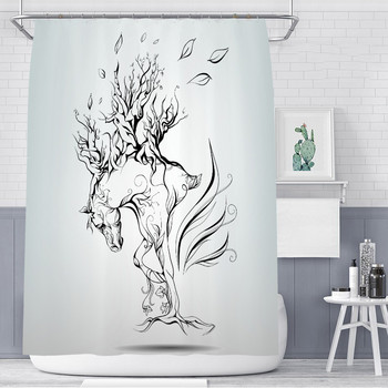 2023 Абстрактен модел на изкуството Завеса за баня Декоративен водоустойчив комплект Преграда за параван за баня Завеса за баня с куки