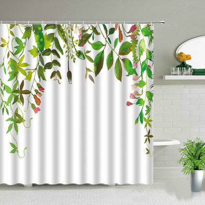Proljetni cvjetni botanički krajolik vinove loze Dekoracija doma Zavjesa za tuš Boemska kupaonska vodootporna zavjesa s kukama Cortina De Baño