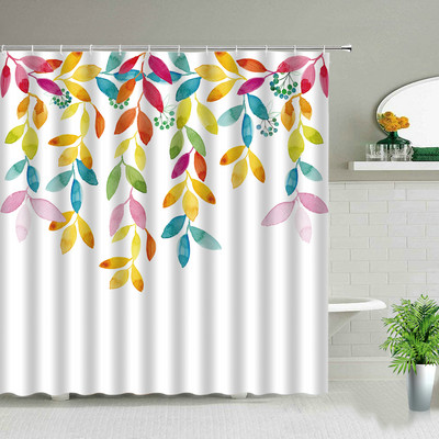 Proljetni cvjetni botanički krajolik vinove loze Dekoracija doma Zavjesa za tuš Boemska kupaonska vodootporna zavjesa s kukama Cortina De Baño