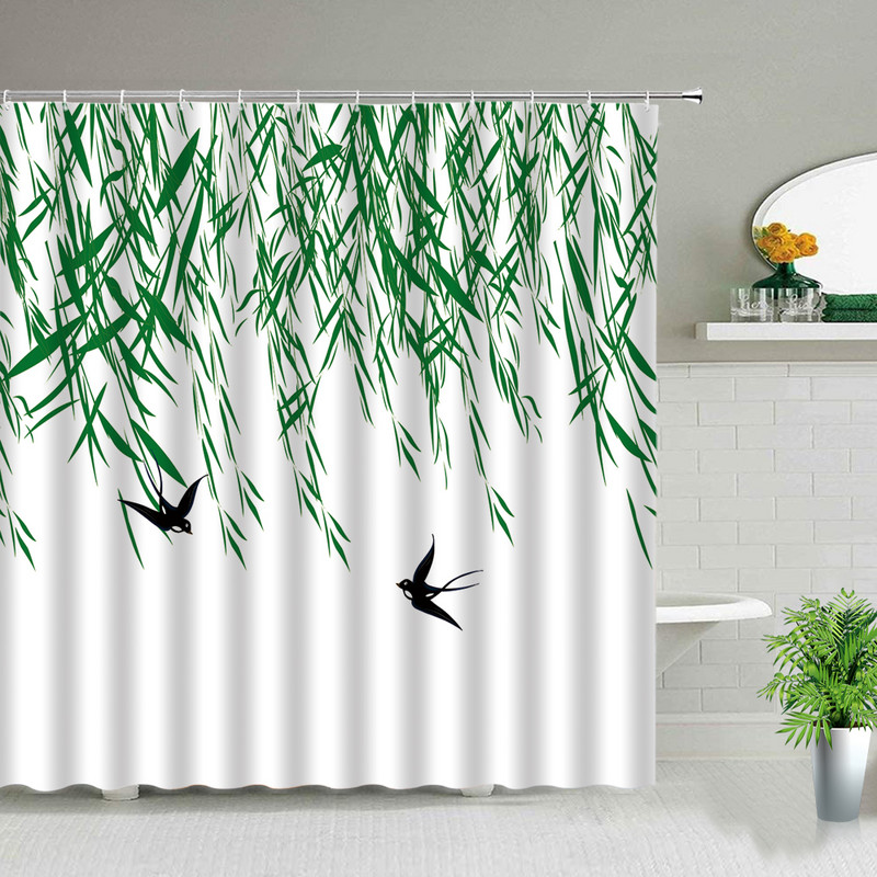 Proljetni cvjetni botanički krajolik vinove loze Dekoracija doma Zavjesa za tuš Boemska kupaonska vodootporna zavjesa s kukama Cortina De Baño