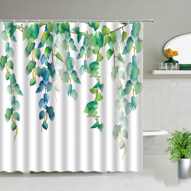 Proljetni cvjetni botanički krajolik vinove loze Dekoracija doma Zavjesa za tuš Boemska kupaonska vodootporna zavjesa s kukama Cortina De Baño