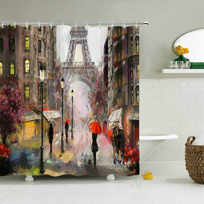 Paris Tower Zavjesa za tuš Romantična ulična dekoracija za Valentinovo Kreativni kućni dekor Vodootporna zavjesa s kukama Cortina
