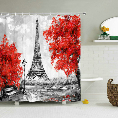 Paris Tower Zavjesa za tuš Romantična ulična dekoracija za Valentinovo Kreativni kućni dekor Vodootporna zavjesa s kukama Cortina