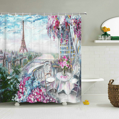 Paris Tower Zavjesa za tuš Romantična ulična dekoracija za Valentinovo Kreativni kućni dekor Vodootporna zavjesa s kukama Cortina