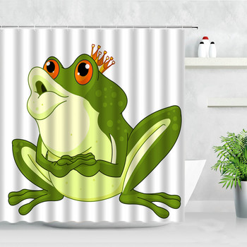 Funny Frog Cartoon Κουρτίνα μπάνιου Αδιάβροχη κουρτίνα οικιακής διακόσμησης Αξεσουάρ οθόνης μπανιέρας με γάντζους Cortina Banheiro