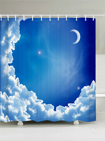 Нощно звездно небе Луна Земя Декорация на завеса за душ Завеса Космическа вселена Водоустойчиви завеси за душ Декорация на домашна баня Baño