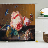 Vintage europska zavjesa za tuširanje s cvjetnim uzorkom Uređenje doma u zapadnom stilu Kupaonska vodootporna zavjesa Pregrada za kadu Cortina Baño