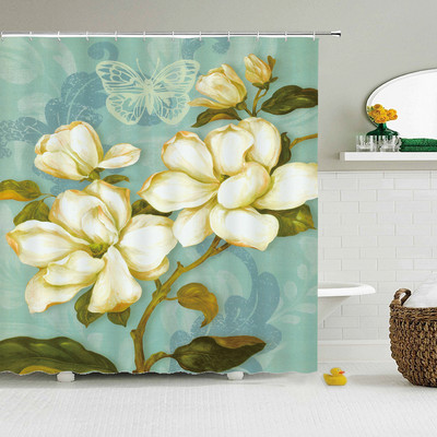 Vintage europska zavjesa za tuširanje s cvjetnim uzorkom Uređenje doma u zapadnom stilu Kupaonska vodootporna zavjesa Pregrada za kadu Cortina Baño