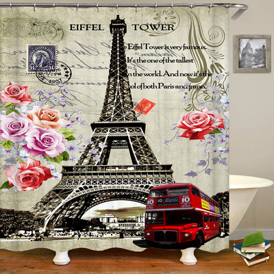 Vintage europska zavjesa za tuširanje s cvjetnim uzorkom Uređenje doma u zapadnom stilu Kupaonska vodootporna zavjesa Pregrada za kadu Cortina Baño