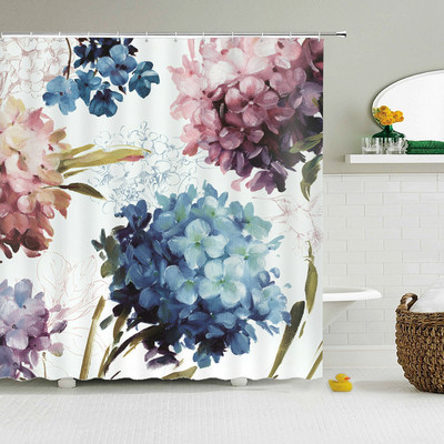 Vintage europska zavjesa za tuširanje s cvjetnim uzorkom Uređenje doma u zapadnom stilu Kupaonska vodootporna zavjesa Pregrada za kadu Cortina Baño