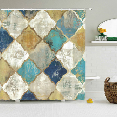 Vintage europska zavjesa za tuširanje s cvjetnim uzorkom Uređenje doma u zapadnom stilu Kupaonska vodootporna zavjesa Pregrada za kadu Cortina Baño