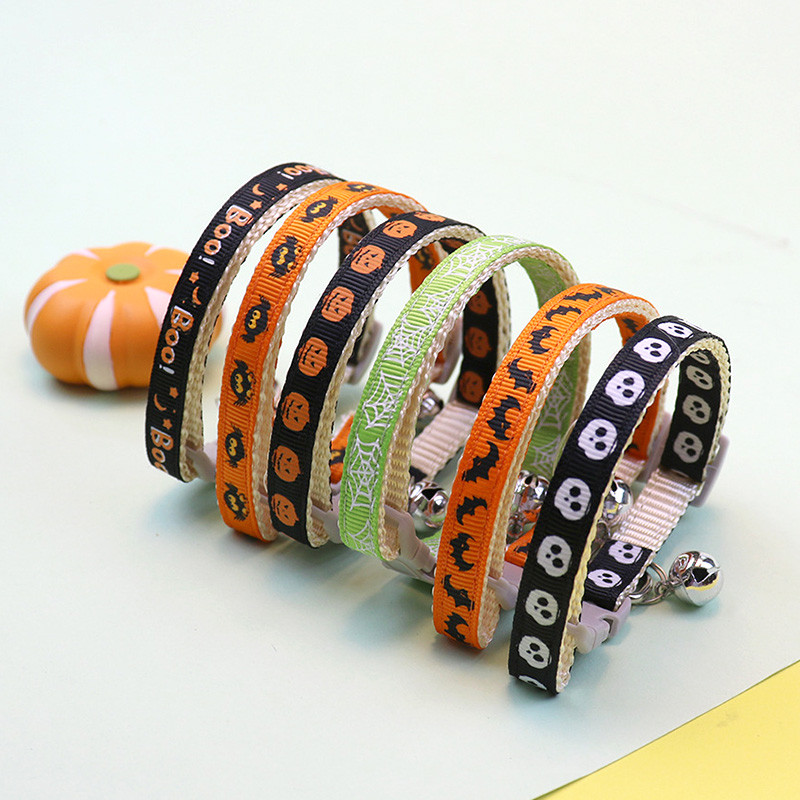 Noć vještica Ogrlica za kućne ljubimce sa zvonom Podesiva sigurna kopča Pas Mačka Ogrlica Duh Pauk Privjesak Horror Fidget za mače Puppy 19-31CM