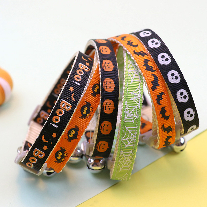 Noć vještica Ogrlica za kućne ljubimce sa zvonom Podesiva sigurna kopča Pas Mačka Ogrlica Duh Pauk Privjesak Horror Fidget za mače Puppy 19-31CM