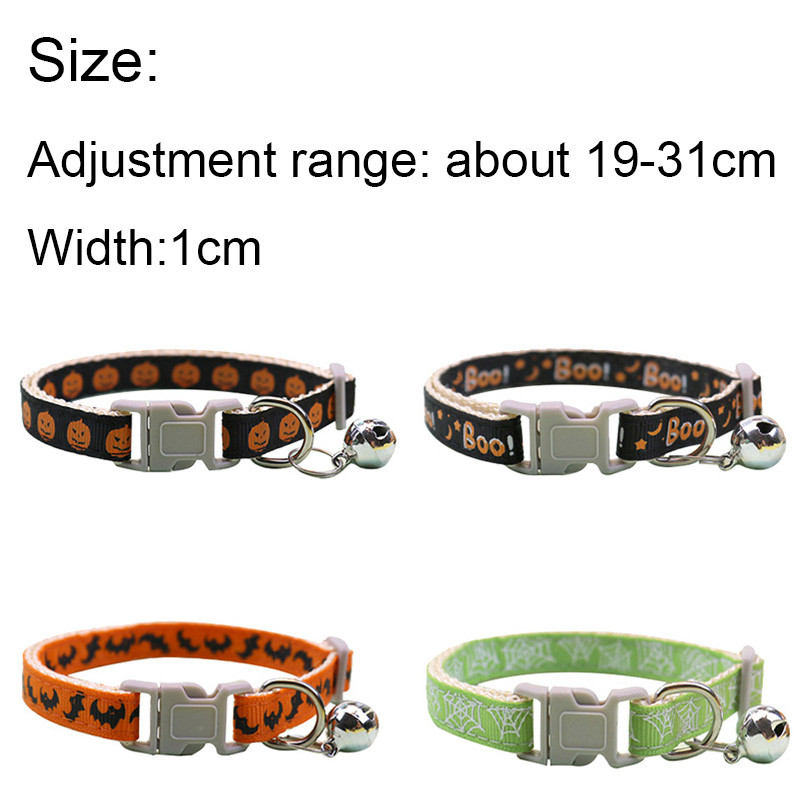Noć vještica Ogrlica za kućne ljubimce sa zvonom Podesiva sigurna kopča Pas Mačka Ogrlica Duh Pauk Privjesak Horror Fidget za mače Puppy 19-31CM