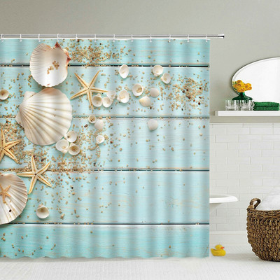 Pejzaž morske plaže Zavjesa za tuširanje 3D palme Setovi kupaonskog pribora Vodootporna tkanina Zastor za kadu Zavjese za uređenje doma