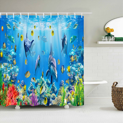 Pejzaž morske plaže Zavjesa za tuširanje 3D palme Setovi kupaonskog pribora Vodootporna tkanina Zastor za kadu Zavjese za uređenje doma