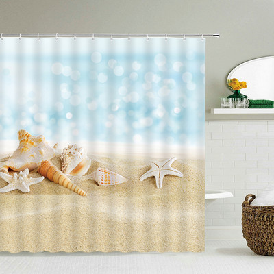 Pejzaž morske plaže Zavjesa za tuširanje 3D palme Setovi kupaonskog pribora Vodootporna tkanina Zastor za kadu Zavjese za uređenje doma