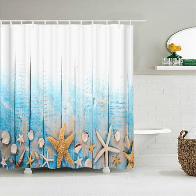 Pejzaž morske plaže Zavjesa za tuširanje 3D palme Setovi kupaonskog pribora Vodootporna tkanina Zastor za kadu Zavjese za uređenje doma