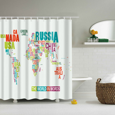 Karta svijeta s uzorkom zavjese za tuširanje Kupaonica s jednim ispisom Vodootporan za uređenje kupaonice Zavjese s kartom svijeta Zavjesa za tuširanje