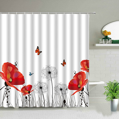 Tulipan Cvijet Tuš Zavjese Set Cvjetni Lišće Leptir Biljka Životinja Vrt Kupaonski Dekor Zaslon Zavjese za kadu Pribor Sks