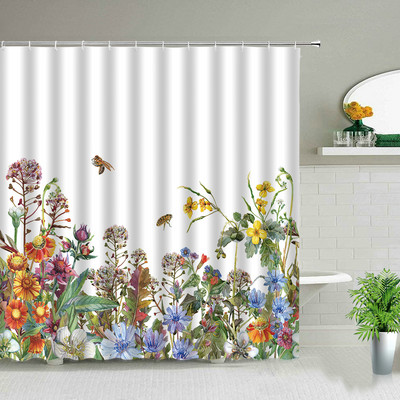 Tulipan Cvijet Tuš Zavjese Set Cvjetni Lišće Leptir Biljka Životinja Vrt Kupaonski Dekor Zaslon Zavjese za kadu Pribor Sks