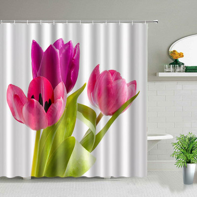 Tulipan Cvijet Tuš Zavjese Set Cvjetni Lišće Leptir Biljka Životinja Vrt Kupaonski Dekor Zaslon Zavjese za kadu Pribor Sks