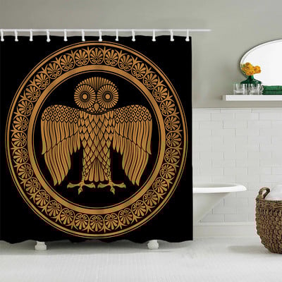 Crna nordijska zavjesa za tuširanje, Vikinški čarobni kompas Krug Rune Zmajevi Tattoo Dekoracija kupaonice s kukom Vodootporna zavjesa za kadu