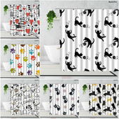 Slatki pas, mačka, crno-bijeli smiješni uzorci kućnih ljubimaca, životinje, tkanina, zavjese za tuširanje, poliesterske vodootporne dječje kupaonske zavjese