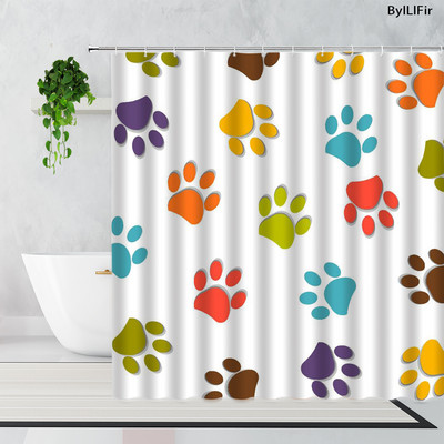 Slatki pas, mačka, crno-bijeli smiješni uzorci kućnih ljubimaca, životinje, tkanina, zavjese za tuširanje, poliesterske vodootporne dječje kupaonske zavjese