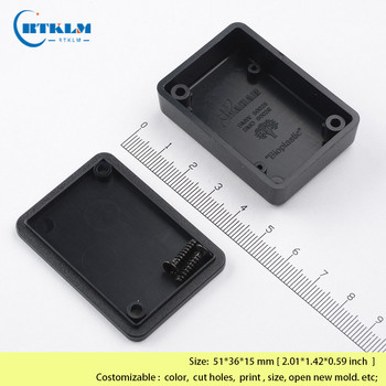 IP55 Μαύρο πλαστικό περίβλημα Ηλεκτρονικό κιβώτιο έργου Μικρό κουτί σύνδεσης καλωδίων σχεδίασης PCB Κουτί DIY Junction Box 51*36*15mm