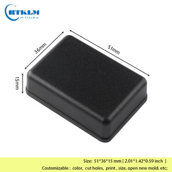 IP55 Μαύρο πλαστικό περίβλημα Ηλεκτρονικό κιβώτιο έργου Μικρό κουτί σύνδεσης καλωδίων σχεδίασης PCB Κουτί DIY Junction Box 51*36*15mm