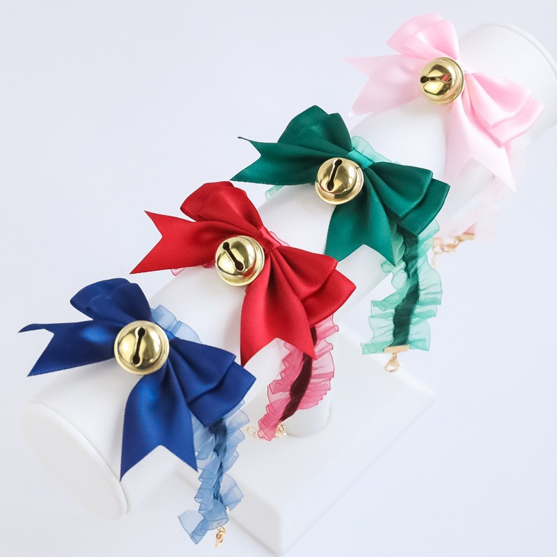 Ogrlice za kućne ljubimce Dodaci za pse za mačke Čipka rastezljiva mašna Zvono Retro ogrlica Podesiva oprema za kućne ljubimce Dodaci za pse za mačke