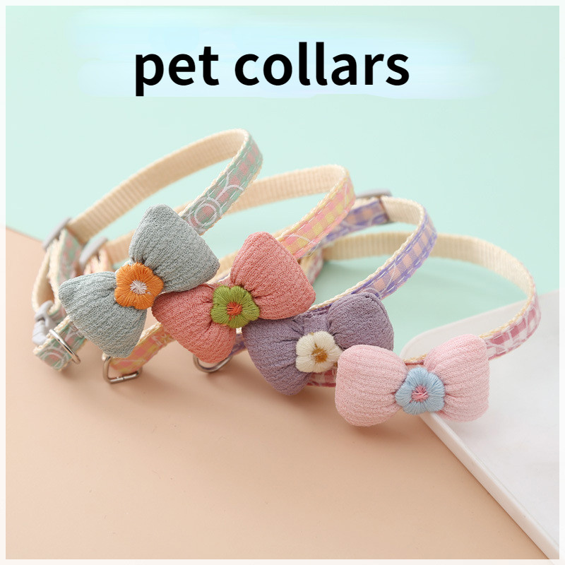 Nove potrepštine za kućne ljubimce Karirane ogrlice Slatke ogrlice za kućne ljubimce Mašne s cvijećem Ogrlice za mačke i pse sa zvončićima Podesivi dodaci za kućne ljubimce