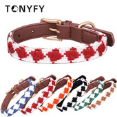 Jauna mājdzīvnieka kaklasiksna, austa čeka, regulējama, ērta, elpojoša kucēnam, vidēja izmēra mājdzīvnieku kaklasiksna, augstas kvalitātes metāla āda