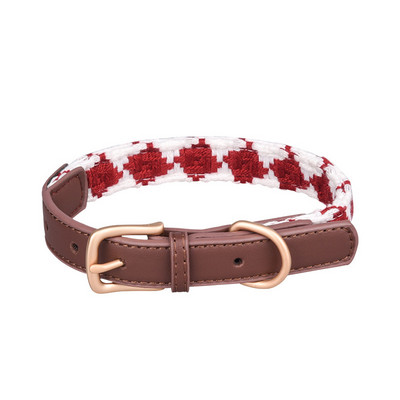 Jauna mājdzīvnieka kaklasiksna, austa čeka, regulējama, ērta, elpojoša kucēnam, vidēja izmēra mājdzīvnieku kaklasiksna, augstas kvalitātes metāla āda