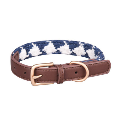 Jauna mājdzīvnieka kaklasiksna, austa čeka, regulējama, ērta, elpojoša kucēnam, vidēja izmēra mājdzīvnieku kaklasiksna, augstas kvalitātes metāla āda