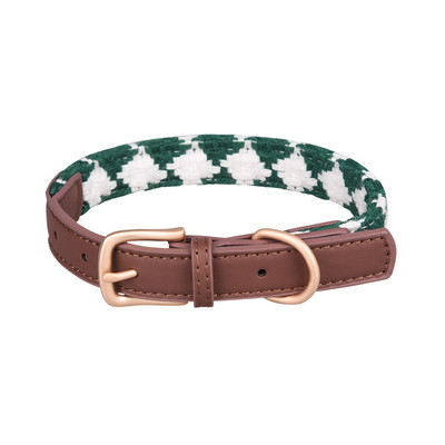 Jauna mājdzīvnieka kaklasiksna, austa čeka, regulējama, ērta, elpojoša kucēnam, vidēja izmēra mājdzīvnieku kaklasiksna, augstas kvalitātes metāla āda