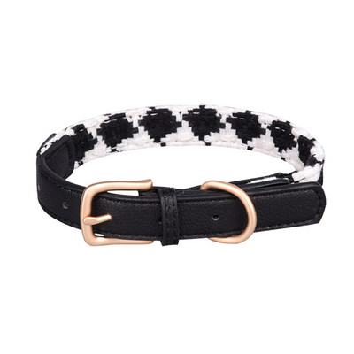 Jauna mājdzīvnieka kaklasiksna, austa čeka, regulējama, ērta, elpojoša kucēnam, vidēja izmēra mājdzīvnieku kaklasiksna, augstas kvalitātes metāla āda