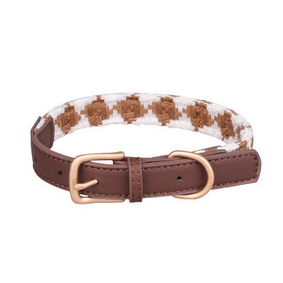 Jauna mājdzīvnieka kaklasiksna, austa čeka, regulējama, ērta, elpojoša kucēnam, vidēja izmēra mājdzīvnieku kaklasiksna, augstas kvalitātes metāla āda