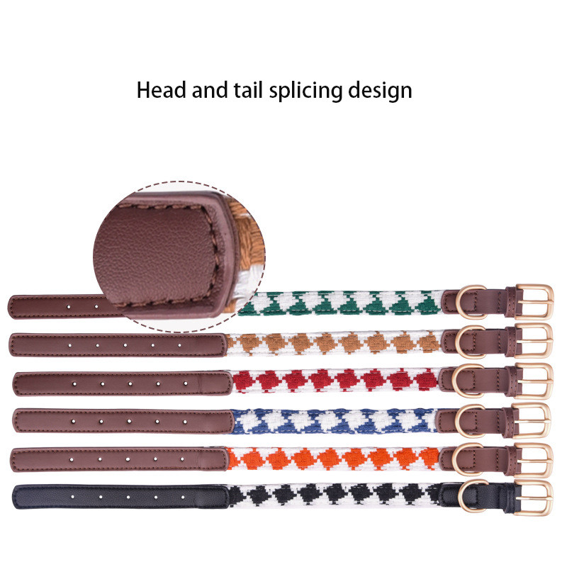 Jauna mājdzīvnieka kaklasiksna, austa čeka, regulējama, ērta, elpojoša kucēnam, vidēja izmēra mājdzīvnieku kaklasiksna, augstas kvalitātes metāla āda