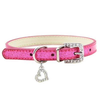 Blinga kristāla kulons no ādas mājdzīvnieku suņu kaklasiksnas kucēnu kaķu kaklarotas kaklarotas mājdzīvnieku rotaslietas aksesuāri