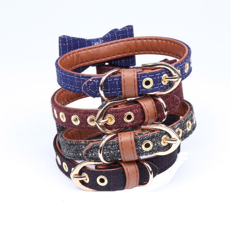 pawstrip 4 boje slatka mašna pseća ogrlica kožni pseći povodac karirani štene bandana podesiva ogrlica za mačke olovna ogrlica za male pse