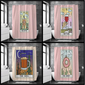 Tarot tiskane zavjese za tuširanje Vodootporne poliesterske ružičaste crne zavjese za tuširanje Čarobne kupaonske zavjese za tuširanje s kukama