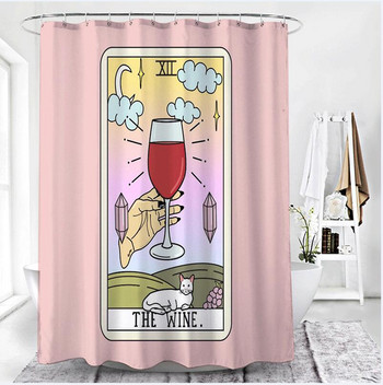Завеси за душ с отпечатани Таро Водоустойчиви полиестерни розови черни завеси за душ Вещерство Завеси за душ за баня с куки
