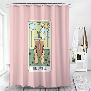 Завеси за душ с отпечатани Таро Водоустойчиви полиестерни розови черни завеси за душ Вещерство Завеси за душ за баня с куки