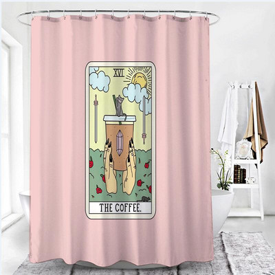 Tarot tiskane zavjese za tuširanje Vodootporne poliesterske ružičaste crne zavjese za tuširanje Čarobne kupaonske zavjese za tuširanje s kukama